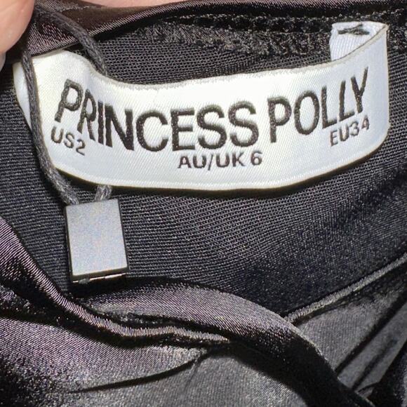 NWT Princess Polly Black Satin Cobie Mini Dress Size 2 - Picture 3 of 16